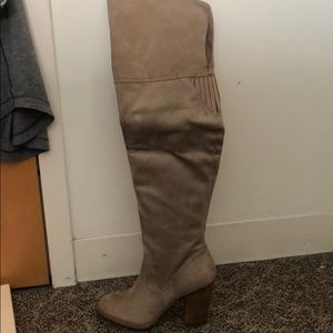 Over the knee taupe boots, never worn, size 7